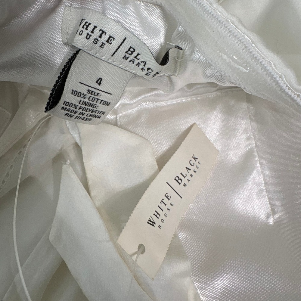 White House Black Market Dress Womens 4 White Halter Eyelet Lace Fit‎ Flare NEW - Picture 11 of 13